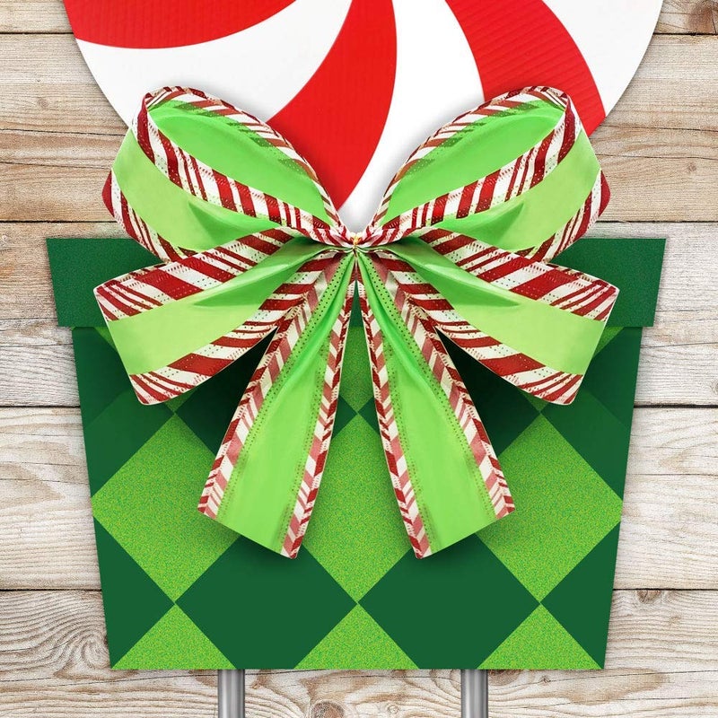 ORIENTAL CHERRY Candy Christmas Decorations Outdoor - 44In Peppermint Xmas Yard Stakes - Giant Holiday Decor Signs for Home Lawn Pathway Walkway Candyland Themed Party - Red White Green - Image 5
